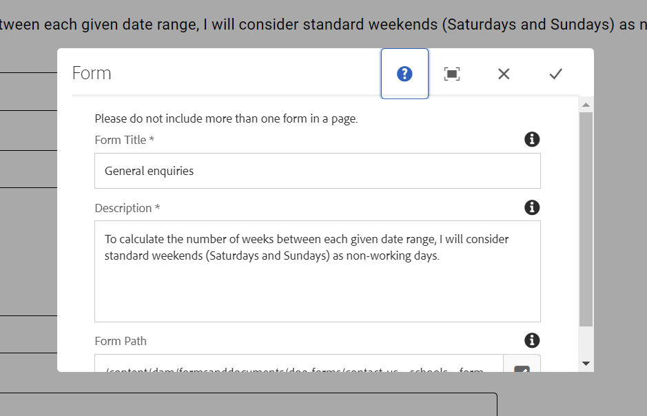 Configuring form component