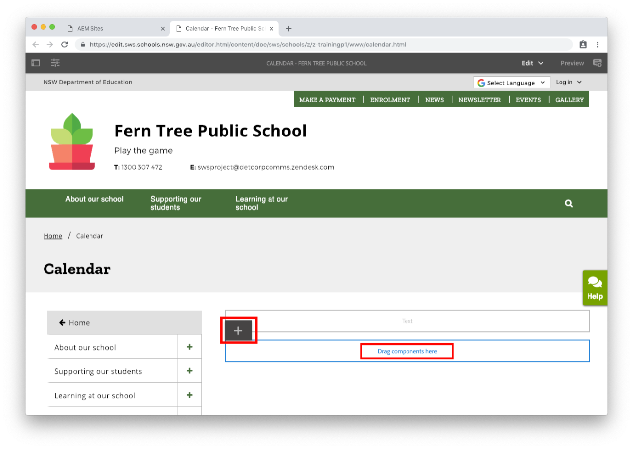 Select Drag components here and select the plus sign