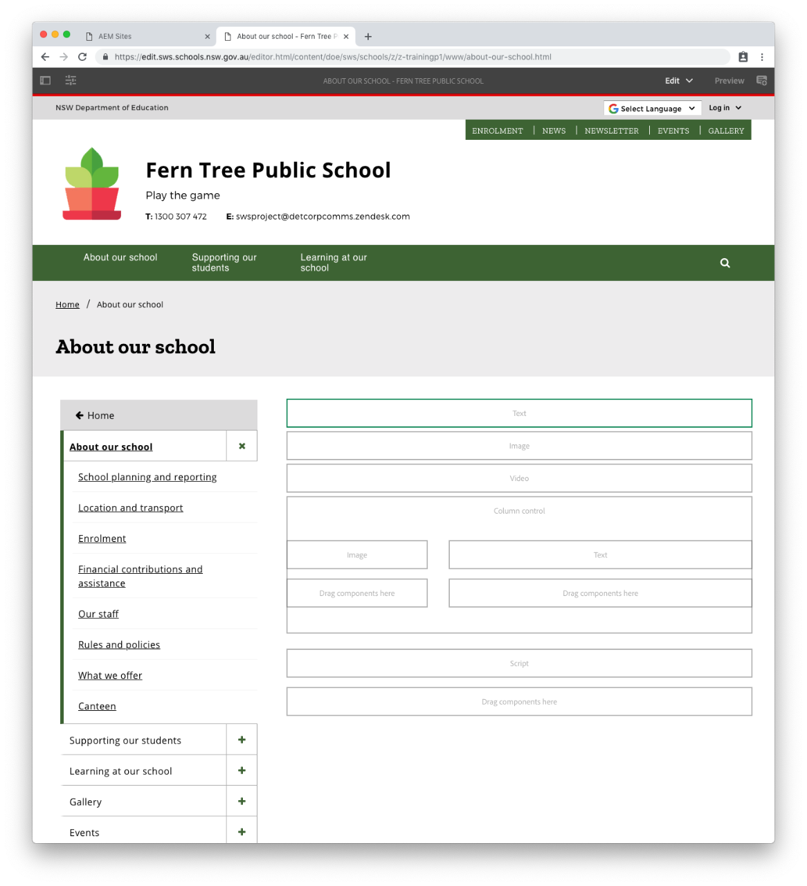 Components on a page