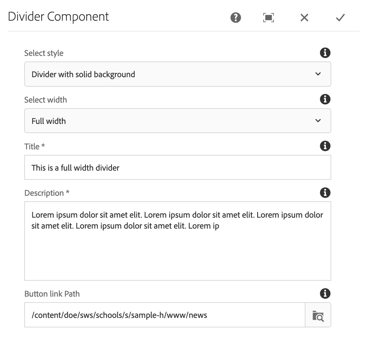 Divider with solid background options