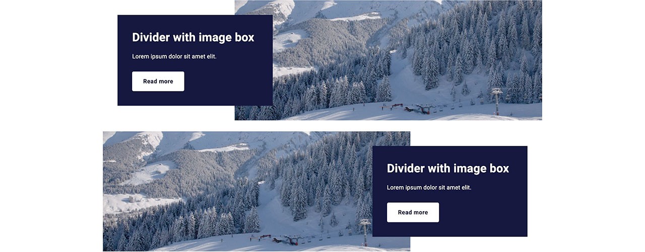 Example of the divider with image box layout