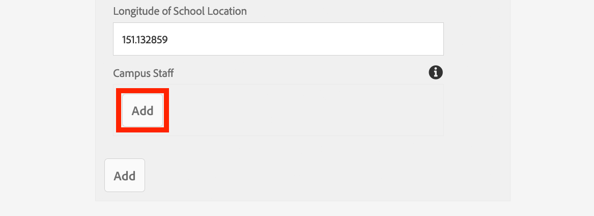 Campus staff options, adding staff contact details