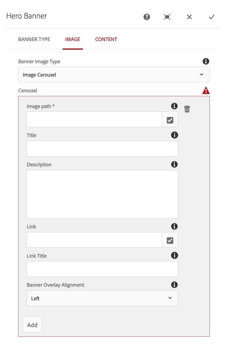 Options for configuring the carousel layout