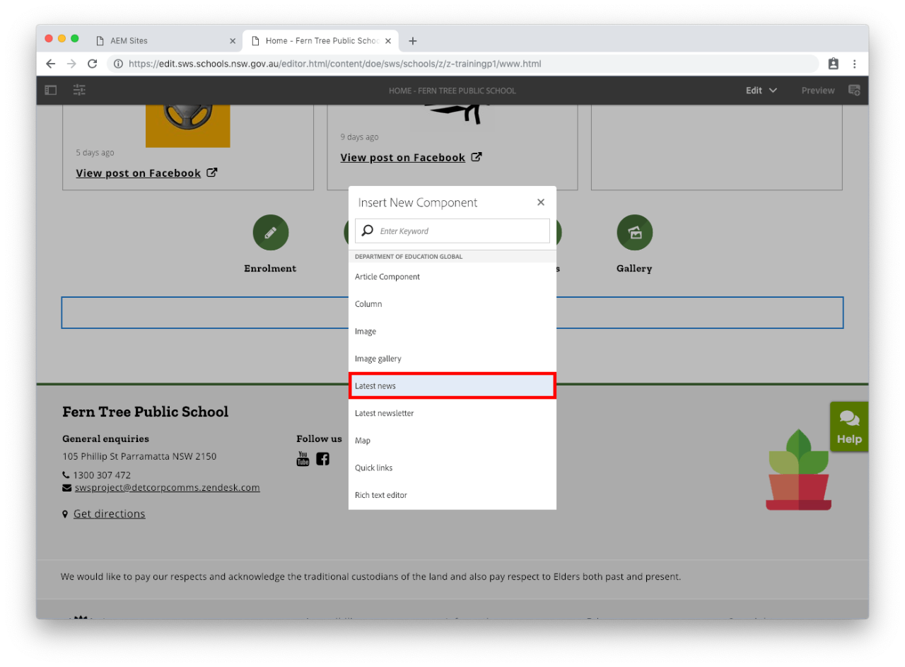 Insert new component latest news