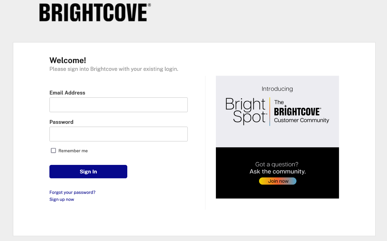 Login to brightcove