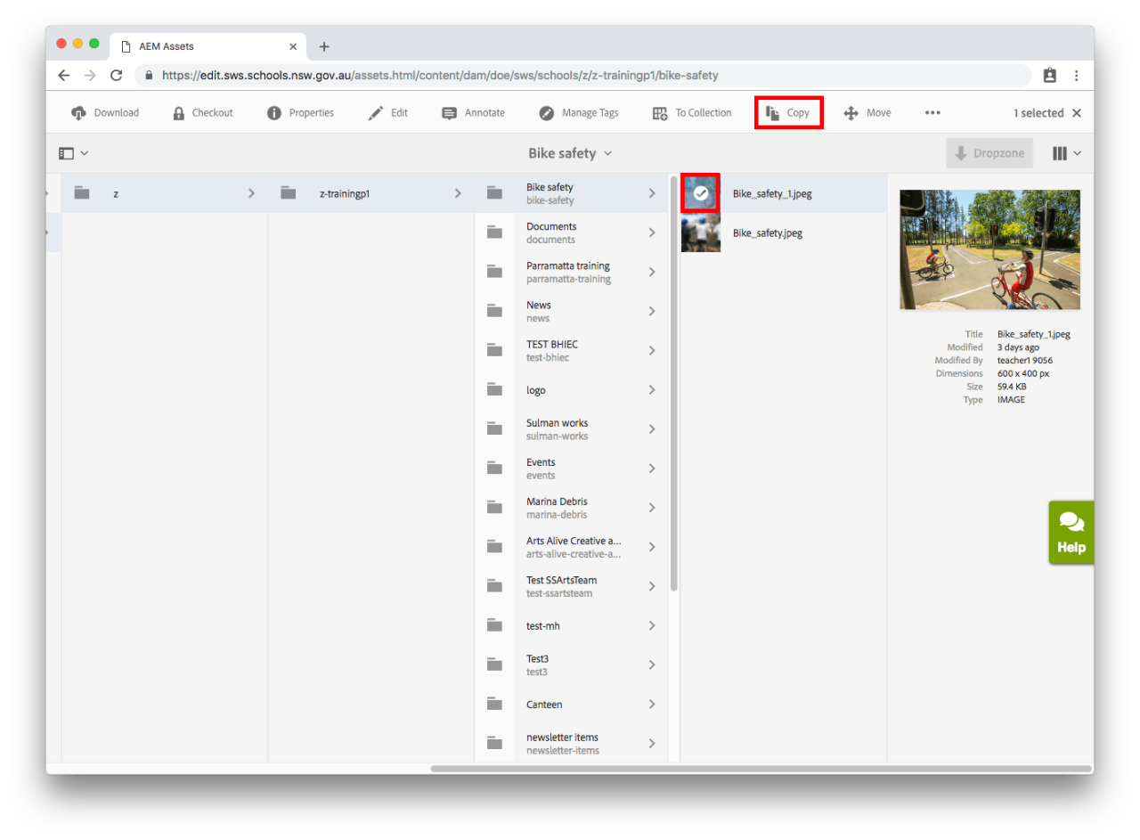 Selecting and copying image