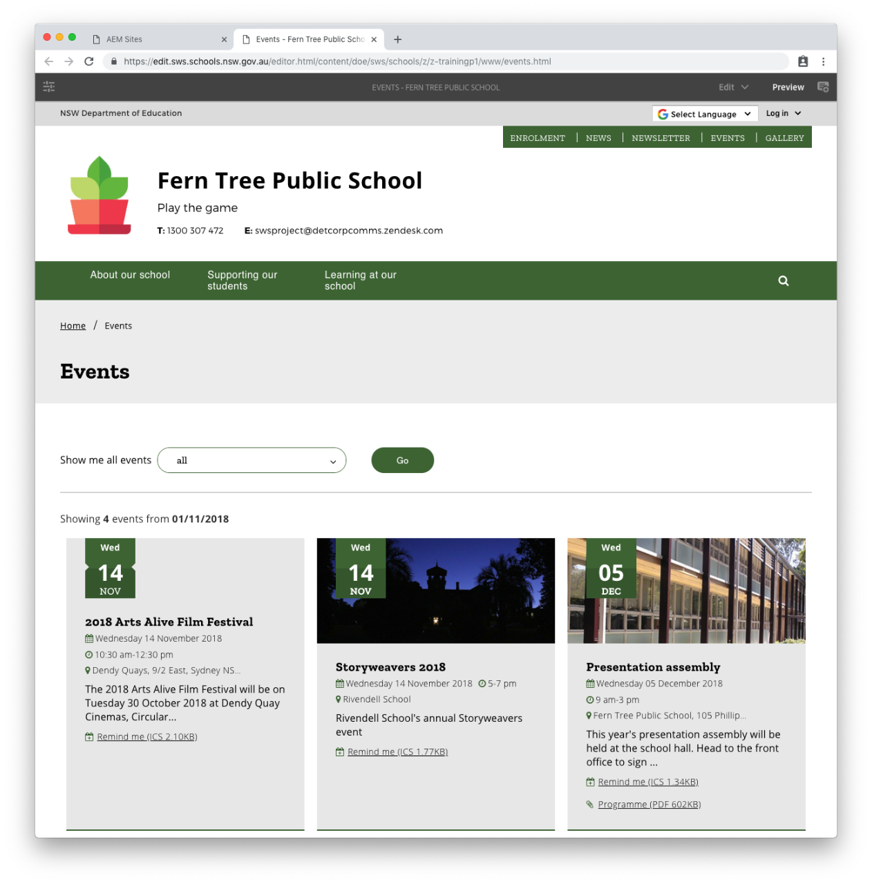 page-template-examples-school-website-service-training-and-support