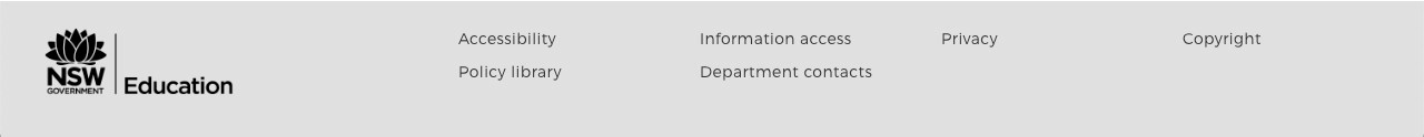 NSW Department of Education footer containing links to areas within the department