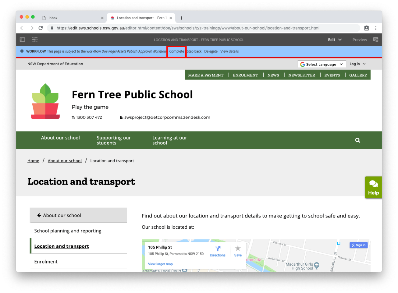 Page view workflow underway
