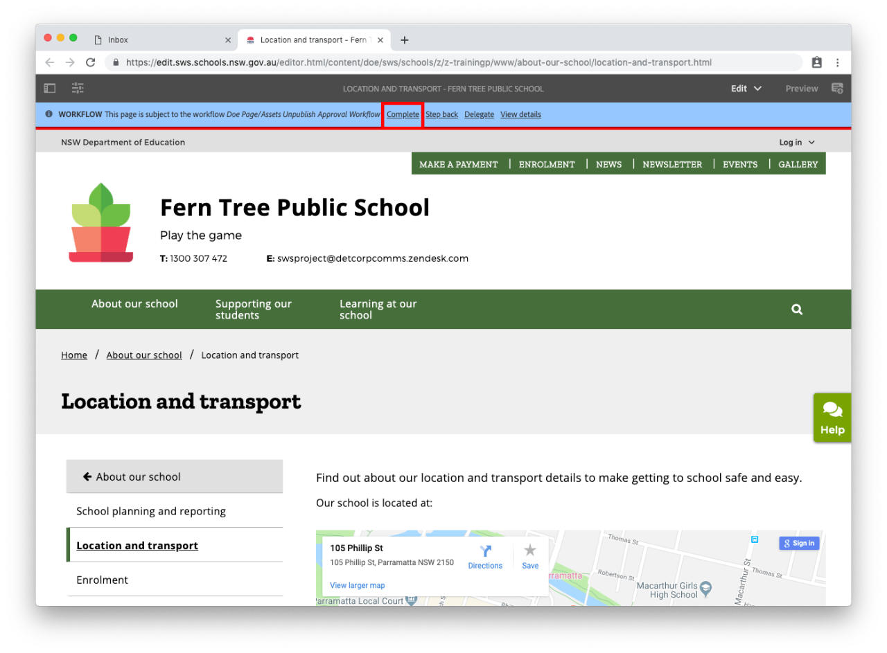 Page view workflow underway