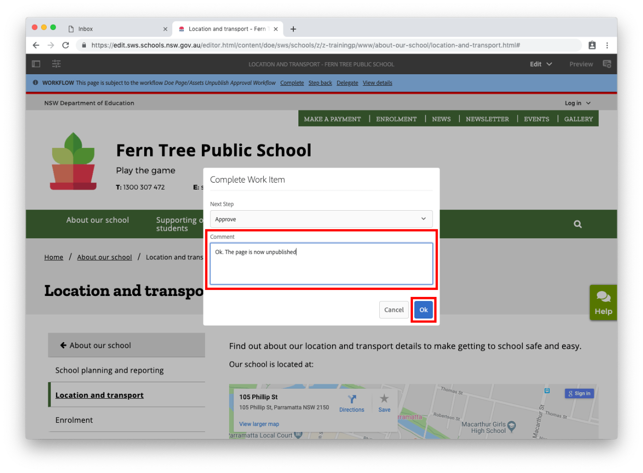 Approve workflow comment