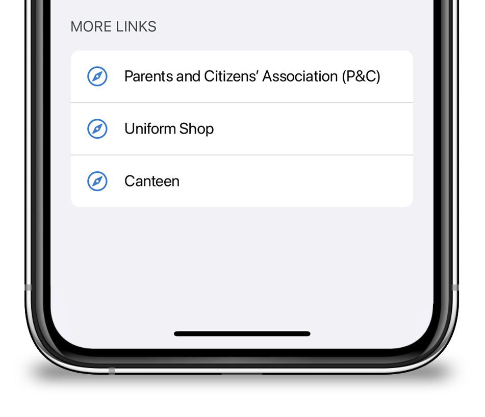 Links displayed in Parent App