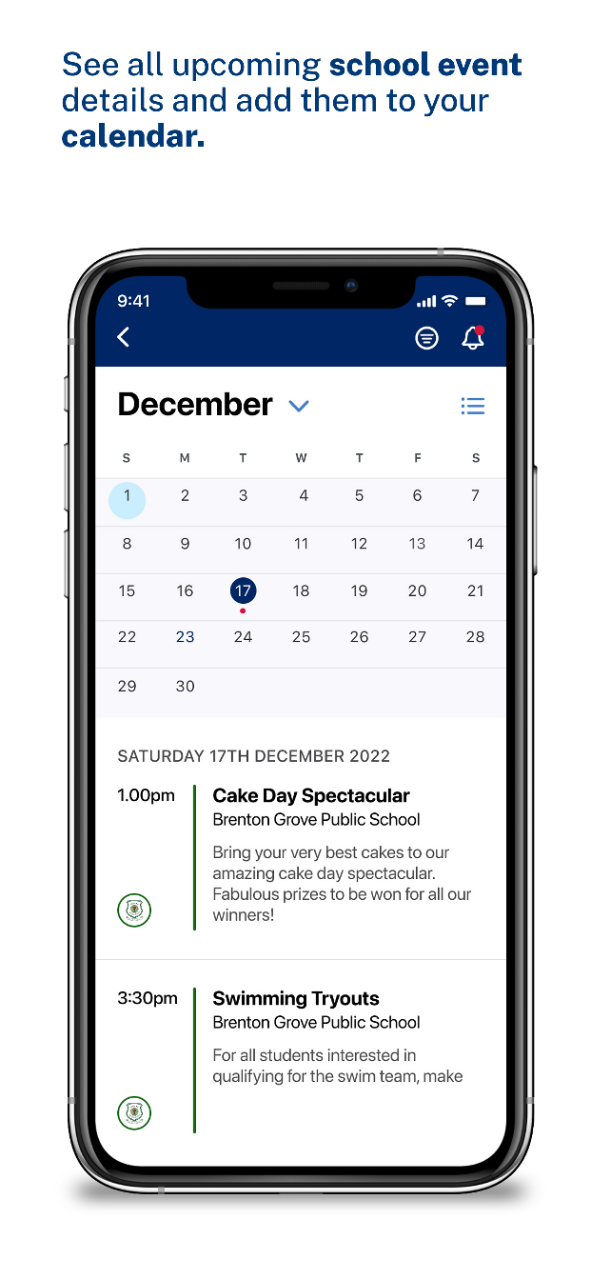 See all upcoming school event details and add them to your calendar.