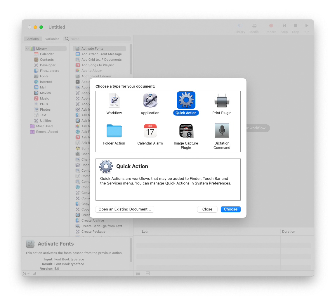 Automator application in MacOS