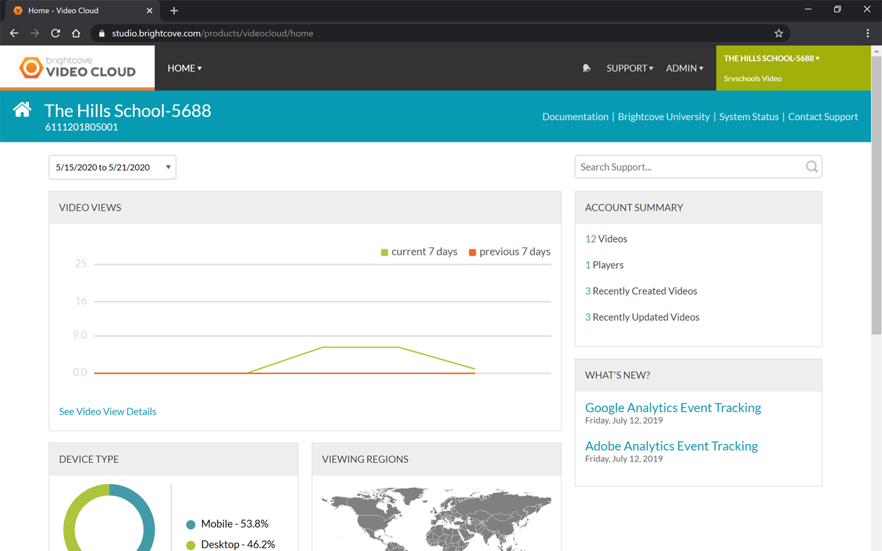 Brightcove interface