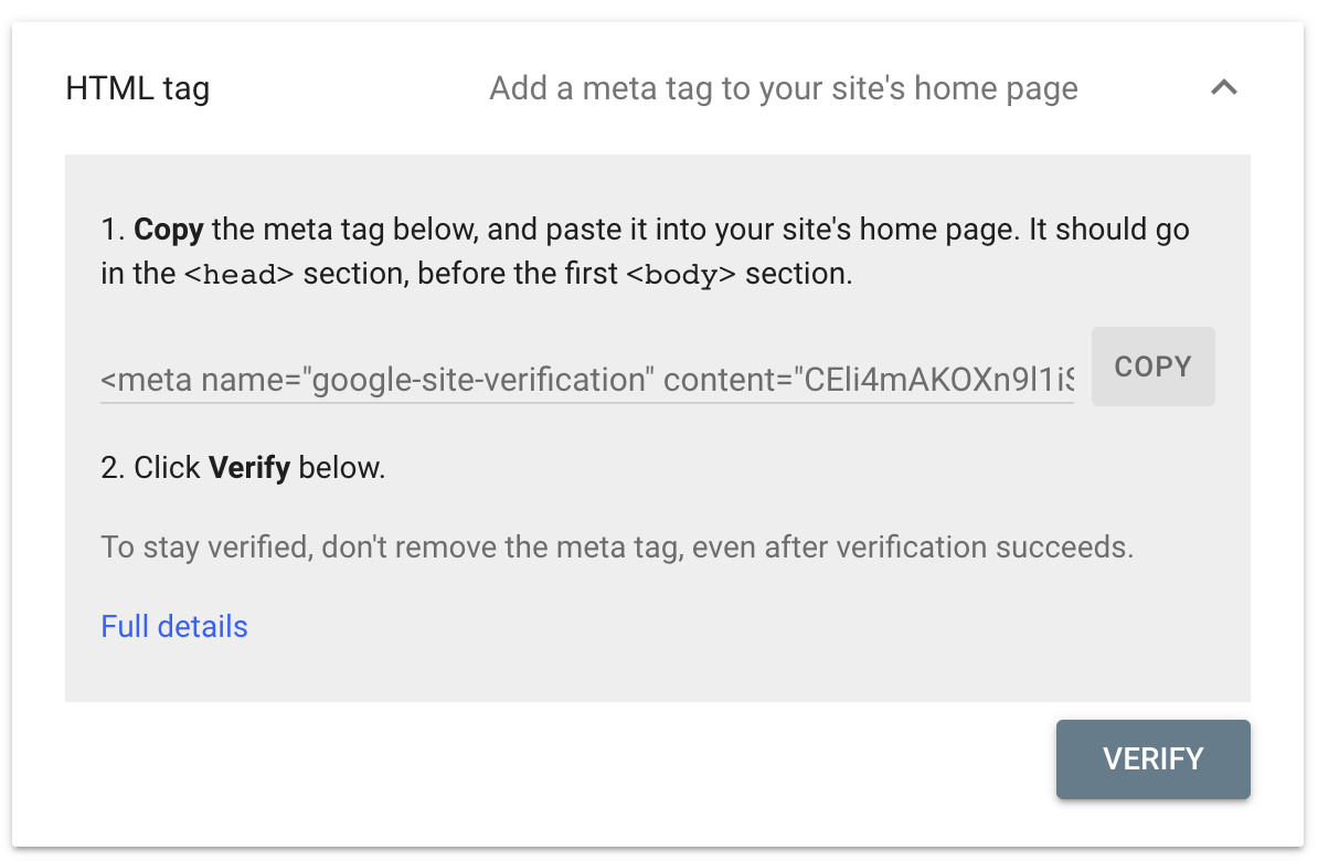 Verify your site